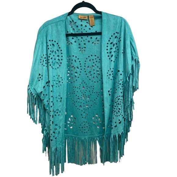 Wrangler Tops - Wrangler Kimono Faux Suede Blue‎ Size Medium